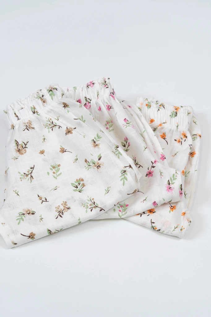 Kız Çocuk Çiçek Desenli Yazlık Şalvar Pantolon 2002 - ÇOK RENKLİ