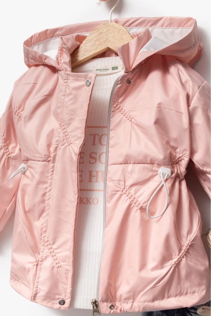 Kız Çocuk Kapüşonlu Yağmurluk 2000 - PEMBE