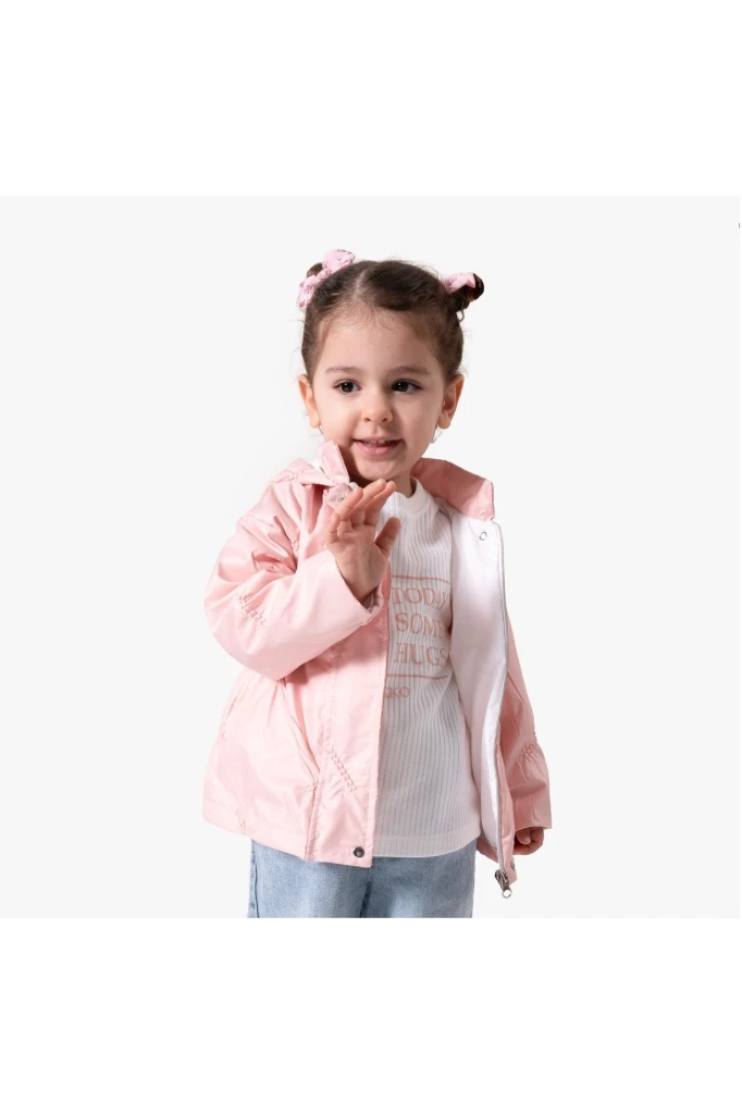 Kız Çocuk Kapüşonlu Yağmurluk 2000 - PEMBE