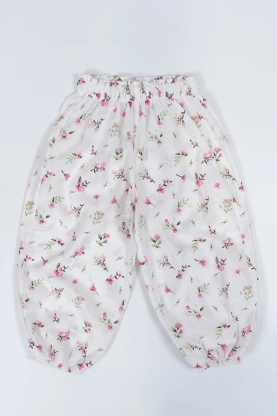 Kız Çocuk Çiçek Desenli Yazlık Şalvar Pantolon 2002 - ÇOK RENKLİ