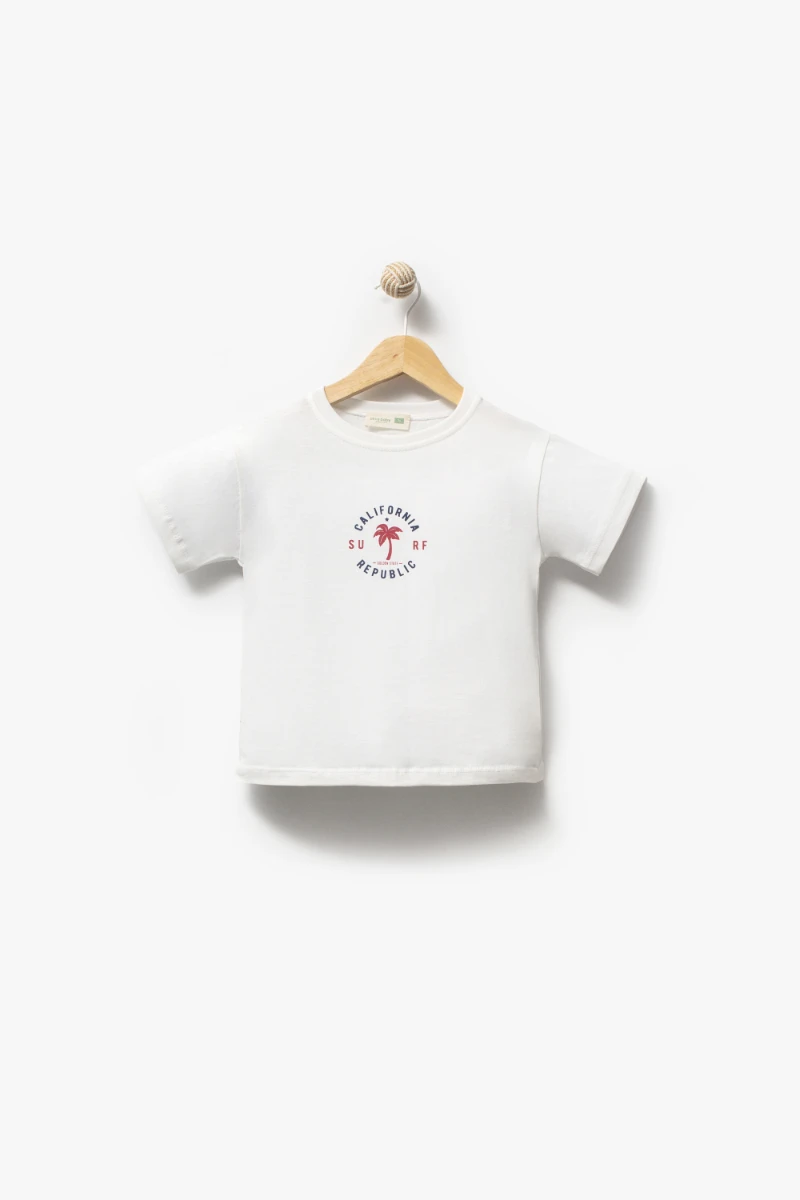 Kot gömlek T-shirt Şort 3lü Yazlık Erkek Çocuk Takım 3711 - EKRU