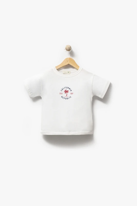 Kot gömlek T-shirt Şort 3lü Yazlık Erkek Çocuk Takım 3711 - EKRU