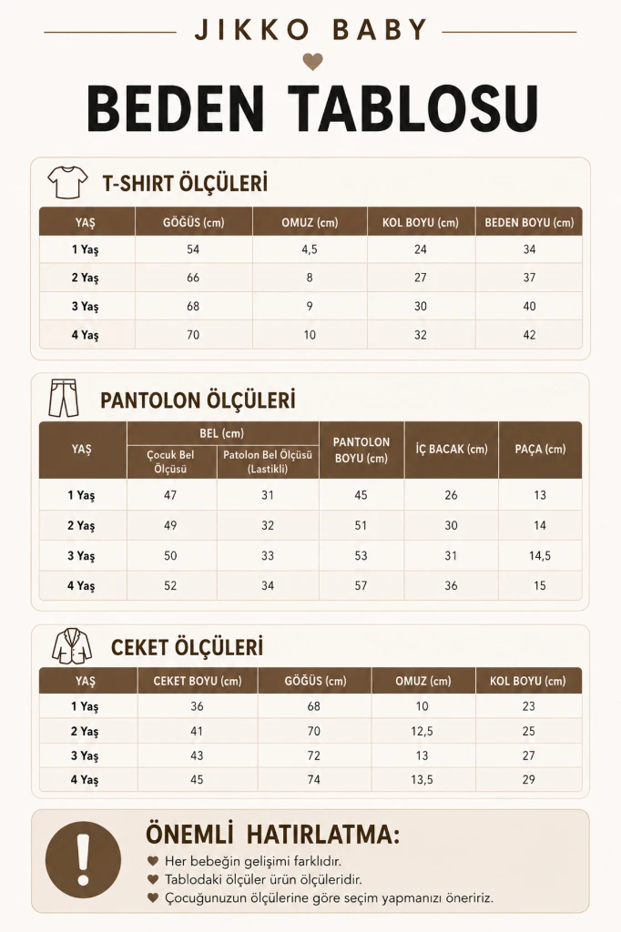 Erkek Bebek Gabardin Ceketli 3'lü Takım 9041 MS - VİZON