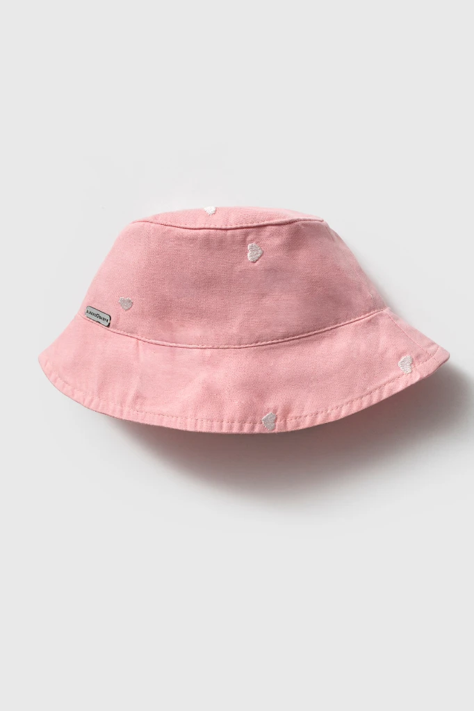 Kız Çocuk Kalp Nakışlı Balıkçı Şapka 2006 - PEMBE
