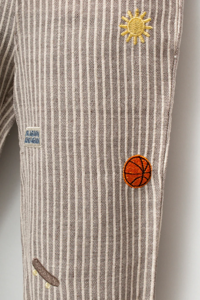 Erkek Çocuk Şişme Yelekli Basketbol Baskılı Sweatshirt ve Çizgili Pantolon 3’lü Takım 9107 - HARDAL