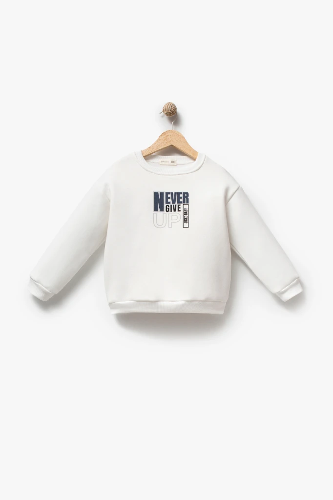 Erkek Çocuk Cep Detaylı Peluş Yelekli Baskılı Sweatshirt ve Kot Pantolon 3’lü Takım 8308 WNT - LACİVERT
