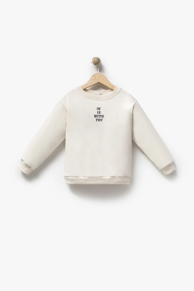 Erkek Çocuk Peluş Ceketli Baskılı Sweatshirt ve Bol Paça Jean Pantolon 3’lü Takım 8301 WNT - LACİVERT