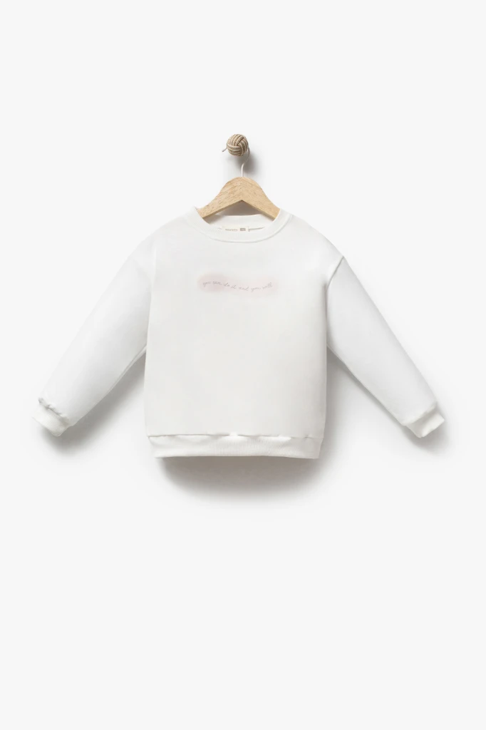Kız Çocuk Dantel Biyeli Peluş Ceketli Baskılı Sweatshirt ve Taş Detaylı Bol Paça Jean Pantolon 3’lü Takım 8302 WNT - PEMBE