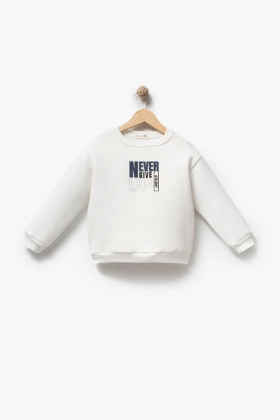 Erkek Çocuk Cep Detaylı Peluş Yelekli Baskılı Sweatshirt ve Kot Pantolon 3’lü Takım 8308 WNT - LACİVERT